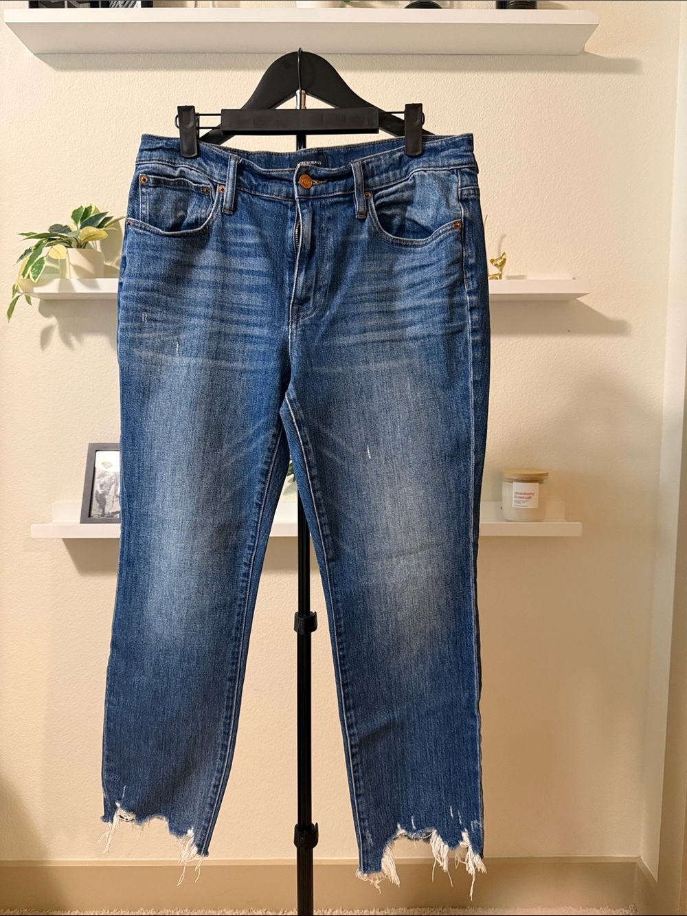 J. Crew Medium Blue Distressed Cropped Jeans Sz 28
